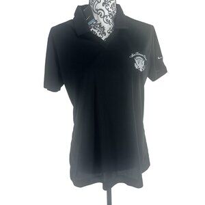 Nike Womens Air Force One Polo Shirt Black Large Golf Embroidered Logo